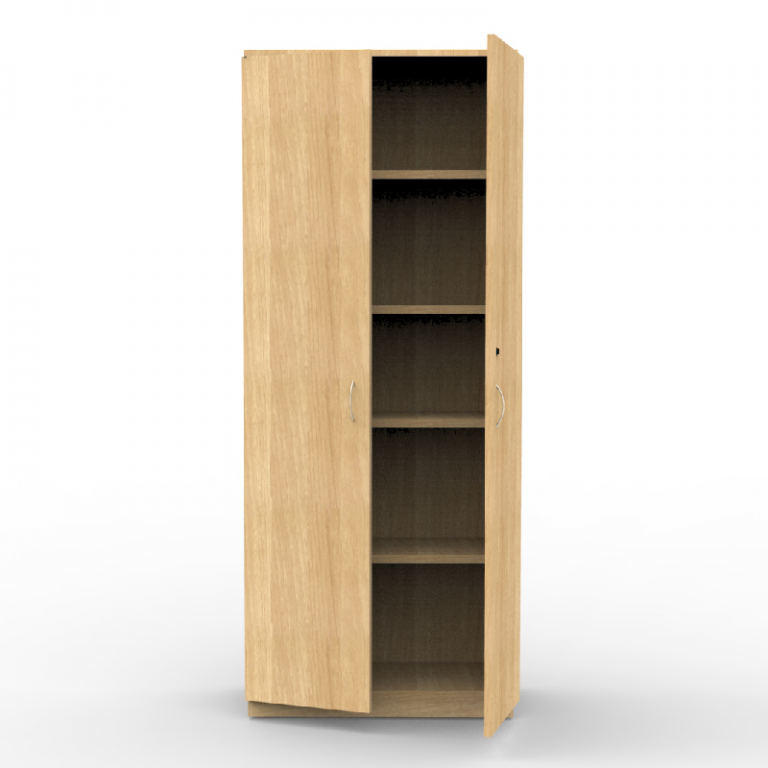 Armario De Oficina Prontometal 4 Estantes Cerrado. Roble claro