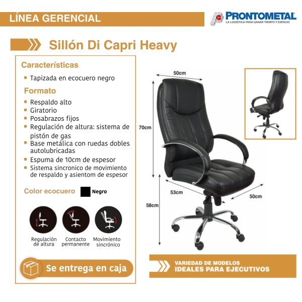 Silla de escritorio DI CAPRI HEAVY 150kg Superpullman - Imagen 5