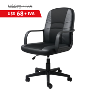 Silla de escritorio IMPERIAL MEDIA en Ecocuero y tela malla Negro