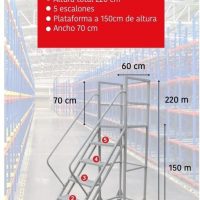 Escalera Metálica Móvil Prontometal de 5 escalones con ruedas