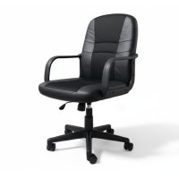 Silla de escritorio IMPERIAL MEDIA en Ecocuero y tela malla Negro