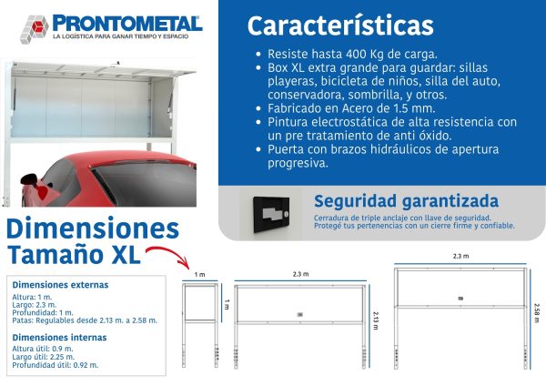 Box O Baulera XL para Garage Prontometal.  Altura Regulable con Cerradura - Imagen 8