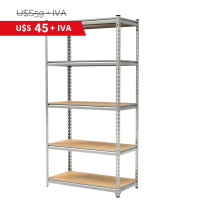 Estantería Metálica de Fácil Armado Galvanizada con Estantes de Madera de 1cm 183 x 90 x 45cm