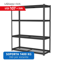 Estantería Góndola Metálica de Fácil Armado con Estantes de Malla Reforzada 183 x 120 x 54 cm