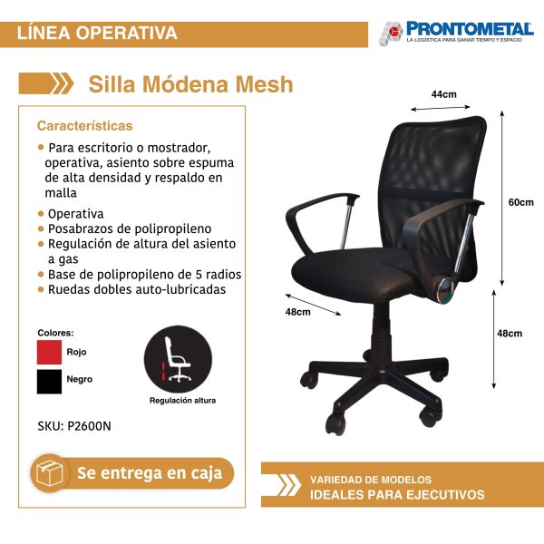 Silla de escritorio MODENA MESH Negra - Imagen 6