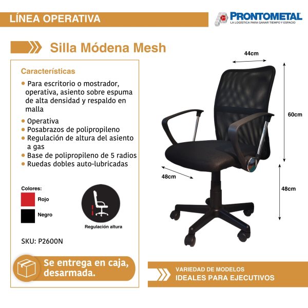 Silla de escritorio MODENA MESH Negra - Imagen 5