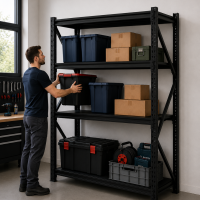 Estantería Metálica de Fácil Encastre Acero Prontometal Negro 2 x 1 x 0.60 Mts 800Kgs