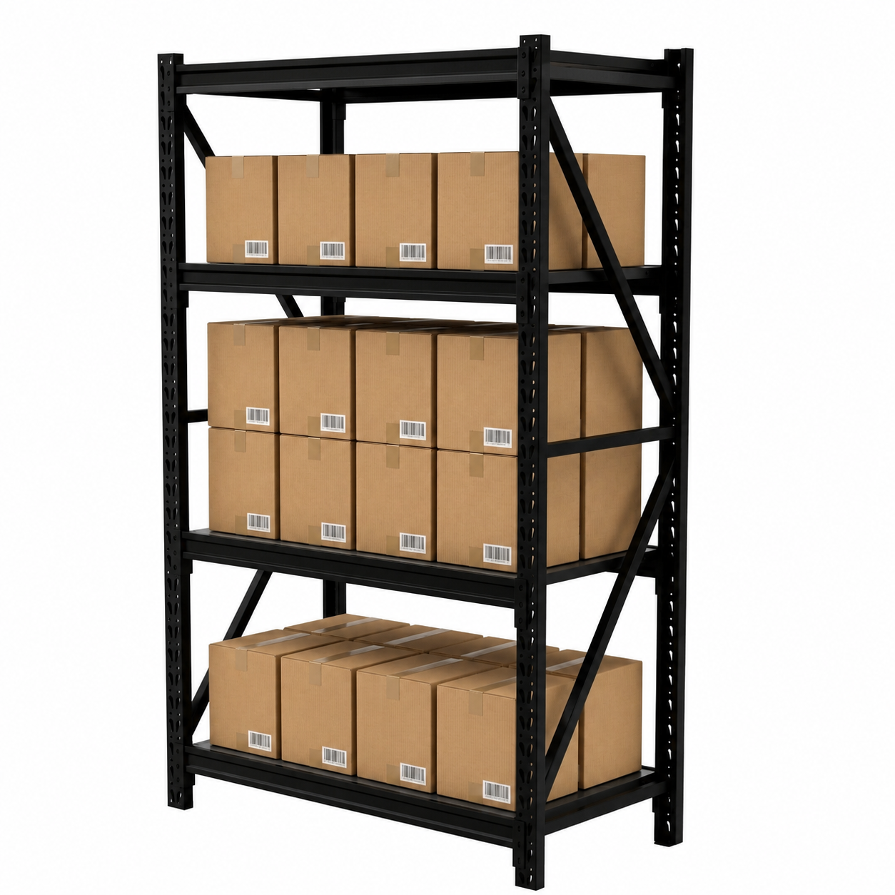 Prontokit modelo Prontorack liviano Módulo inicial Negro de 4 niveles 2 x 1 x 0.60 Mts 800 Kgs - Imagen 3